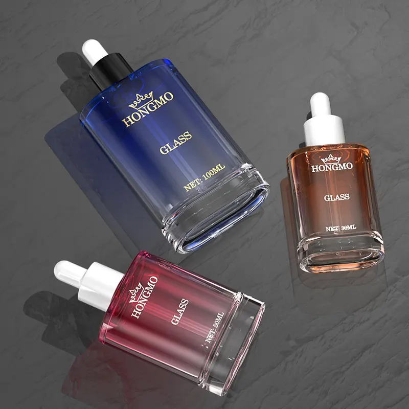 White Rubber Square Dropper Bottles